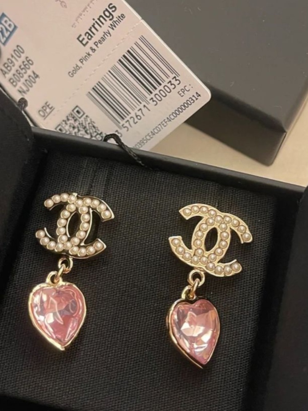 CC Heart Pink Drop Pearl Earrings Spring 2023